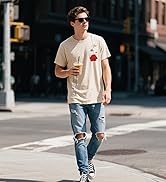 Mens Graphic Tees Vintage T-Shirts Oversized Letter Print Casual Crewneck Cotton Top Short Sleeve...