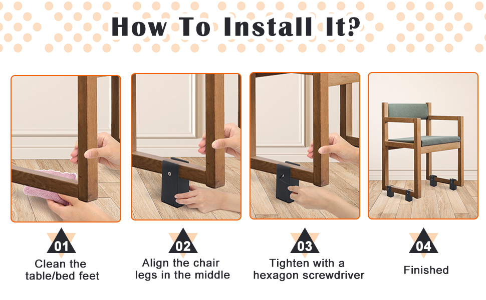 Windspeed 4 Pcs Adjustable Furniture Risers 4 Inch, Square