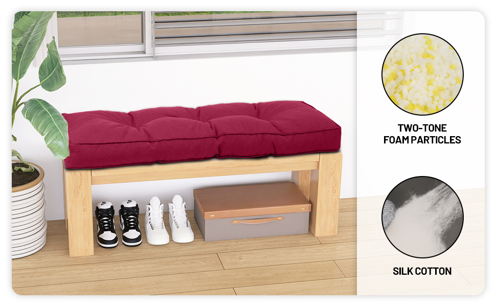 Lokex Bench Cushion,Custom Size 90+Color NonSlip Thick and