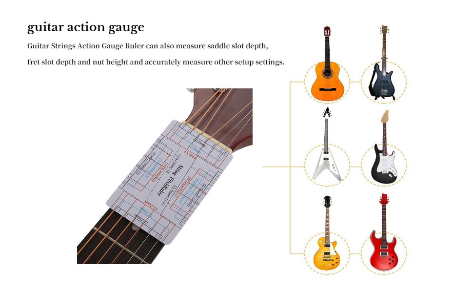 2Pcs Guitar String Action Gauge Ruler Measuring Tools replacement for