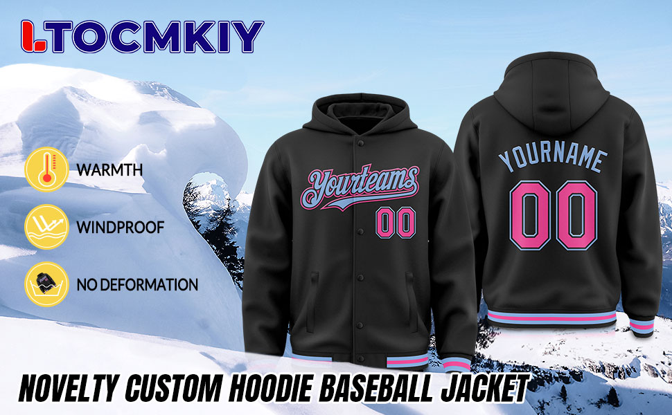 LTOCMKIY Black Cream Customize Varsity Jackets with Hoodie