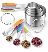 Measuring Cups and Spoons Set Stainless Steel-Measuring Spoons Liquid Stackable Metric Measuring ...