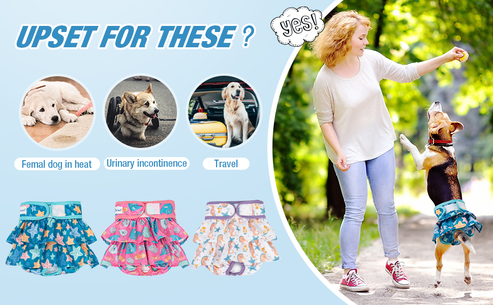 Pet Soft Washable Female Diapers (3 Pack) Female Dog Diapers, Dress