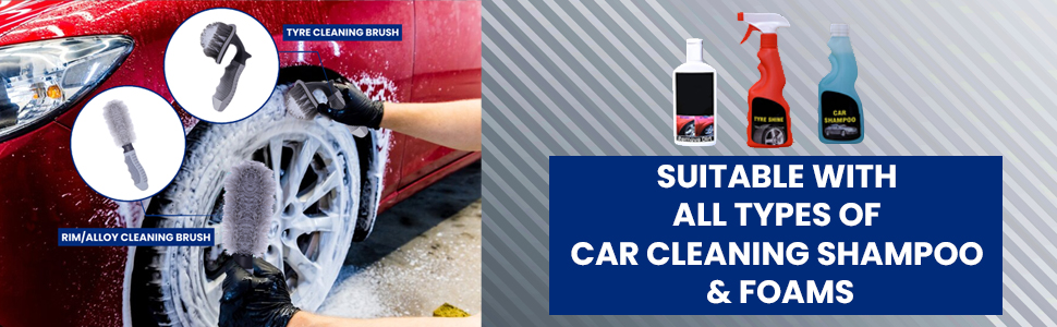 Tyre Cleaner brush tire cleaning accessories wheel rim kit microfiber cloth duster Inflator