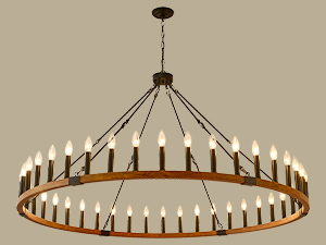 wood wagon wheel chandelier