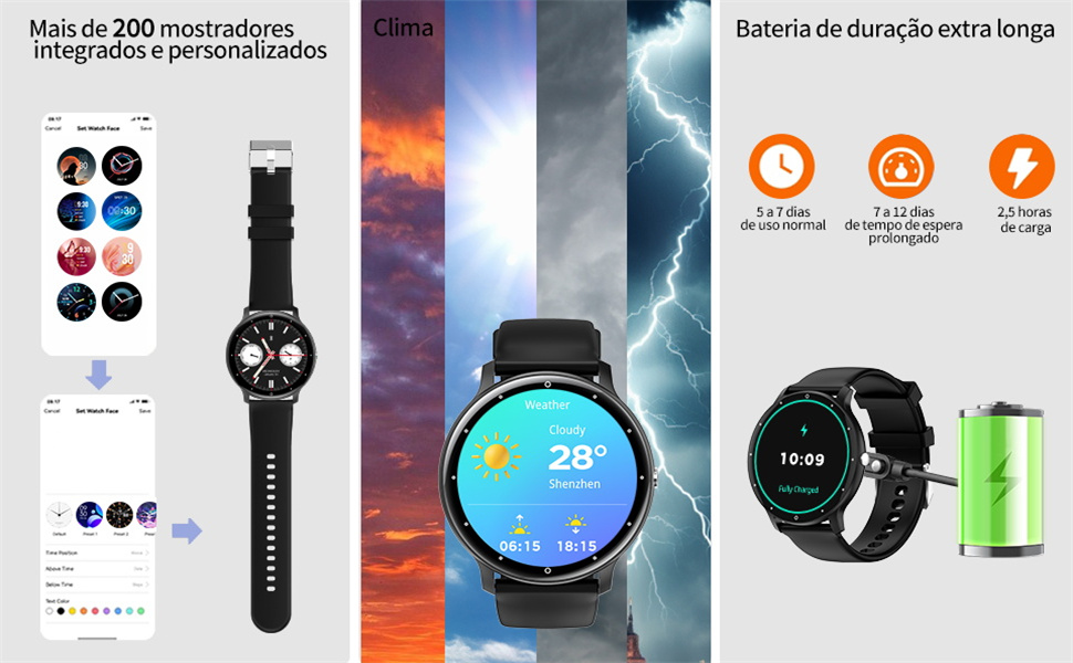 4909561a-ed0c-4b8d-8ae9-c021bf2ebba4.__CR0,0,970,600_PT0_SX970_V1___ Smartwatch PEJE 1.39 Polegadas - Tela Touch Sensível,À Prova d'Água IP68,123 Modos Esportivos,Faz/Recebe Chamadas,Notificações,Assistente por Voz IA,Unissex - Compatível com Android e iOS (Preto)