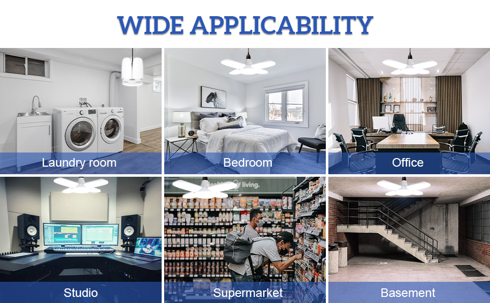 LED Garage Lights 2 Pack, TUODAW New Upgrade 80W Deformable LED Shop Lights with 4 Adjustable