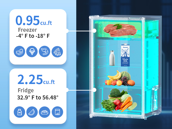  Mini Fridge with Freezer