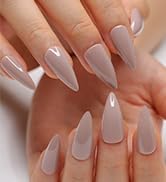 morily Pink Stiletto Press on Nails 24Pcs Glossy Fake Nails Medium Length Long Solid Color Almond...