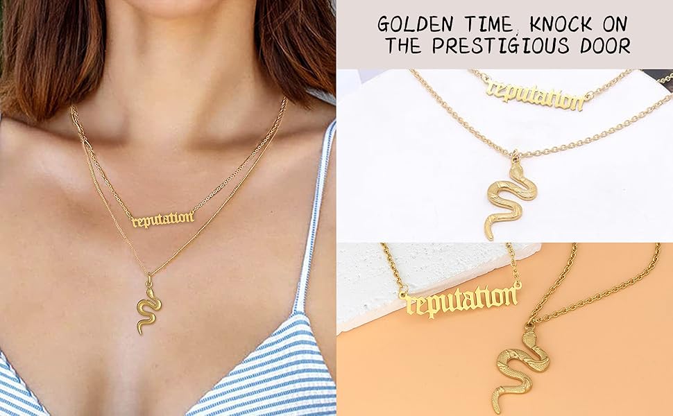 Gothic Punk Gold Animal Reputation Snake Necklace