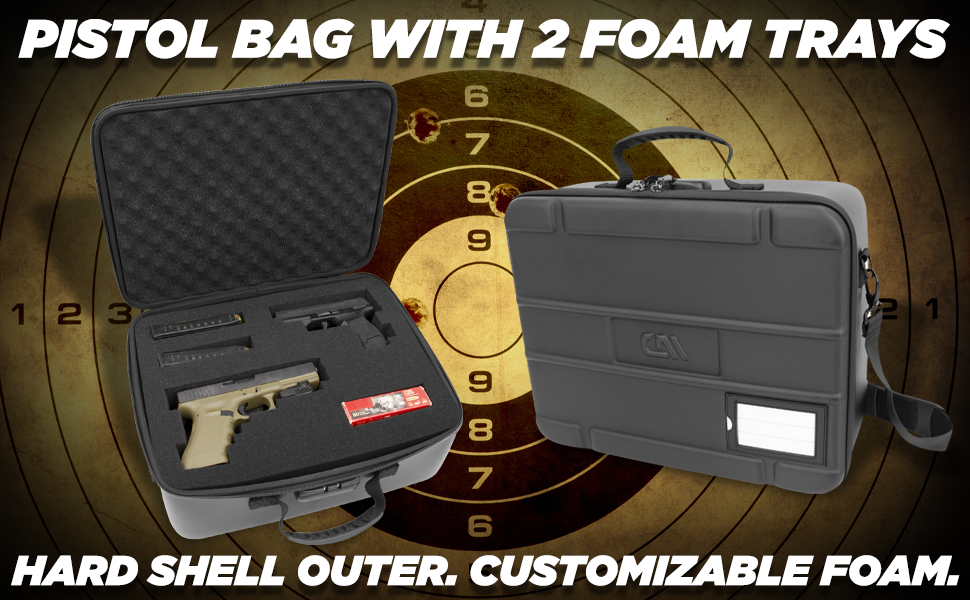 CASEMATIX Locking Gun Case Pistol Range Bag Durable EVA