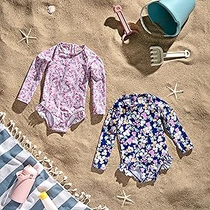 Two Long Sleeve Rash Guard One Piece Swimsuits