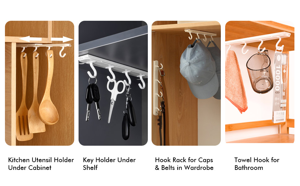 Funnacle Rail Silding Hooks Adhesive Under Utensil