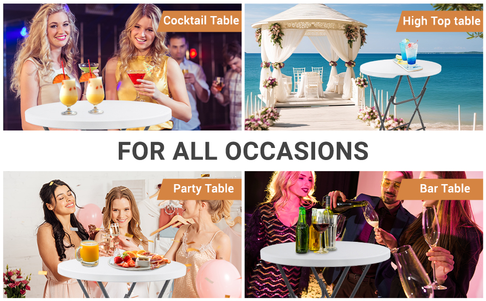 cocktail high top table round folding for parties bar height portable banquet plastic table