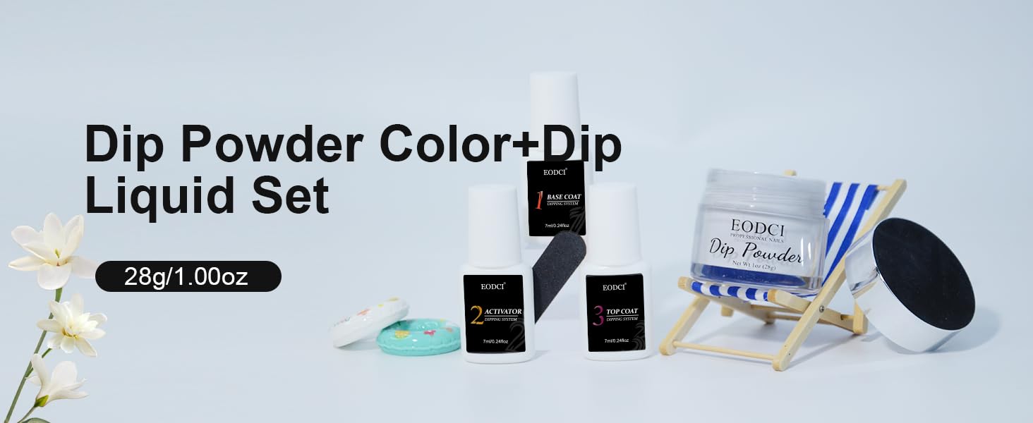 EODCI Dip Nails Powder Starter Kit, White Color 1 Oz/28g