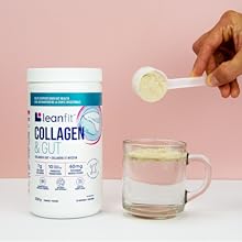 Collagen & Gut container with drinking glass