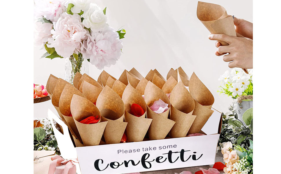 Wedding Party Confetti Cone Holder Box, Confetti Cone Stand