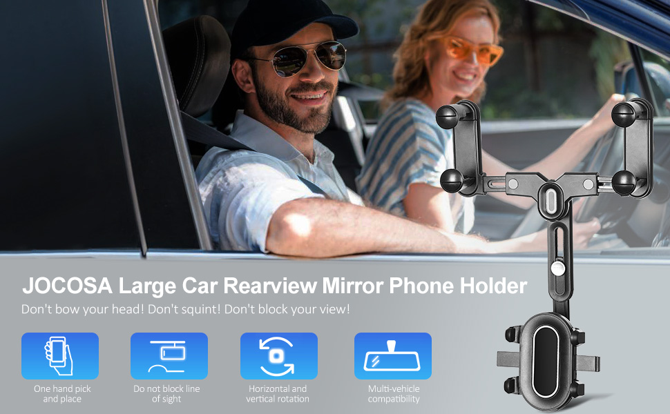 Phone Mount for Car【Large Rear Mirrors Friendly】 Rear View Mirror Phone