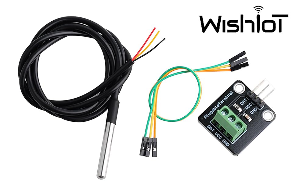 Wishiot 3PCS DS18B20 Temperature senosr kit Stainless Steel Probe with ...