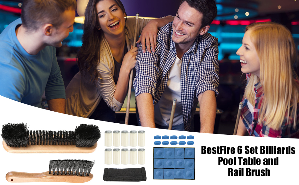 BestFire® 6 Set Pool Table Brush, Billiards Pool Table and Rail Brush
