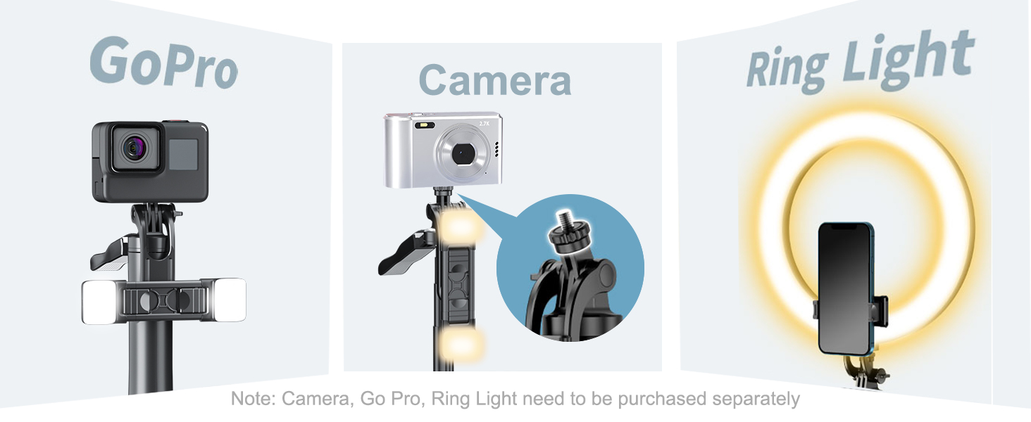 sellf tripod  with 1/4 interface for go pro camera ring light