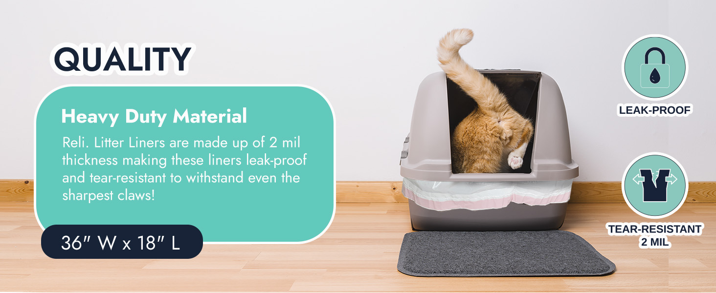 Reli. Cat Litter Box Liners (18 Count), Jumbo Drawstring