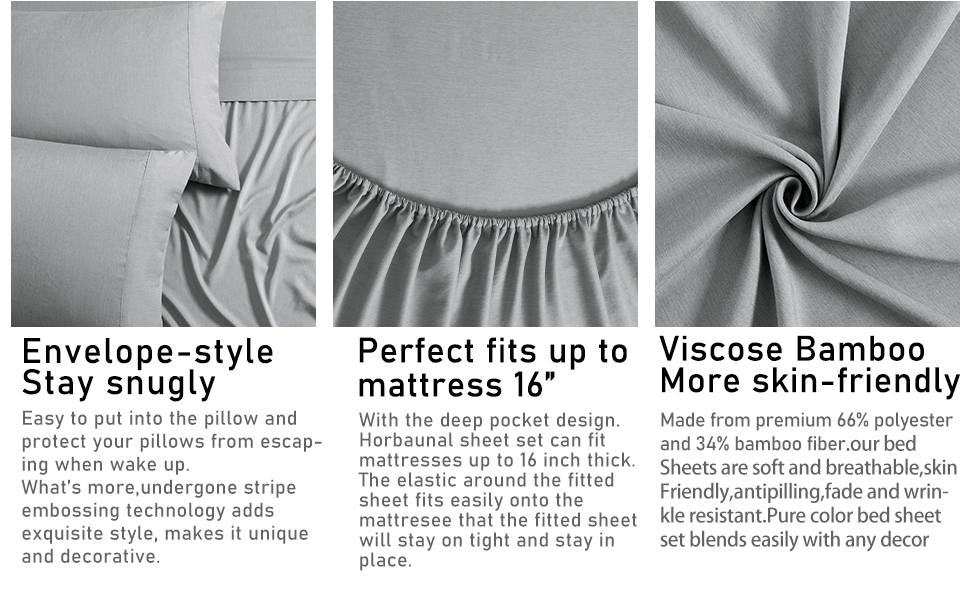 COMFLIVE Bamboo Sheets Queen Size Bed Sheet Set 100 Viscose from Bamboo 4 Piece Silky Sheets