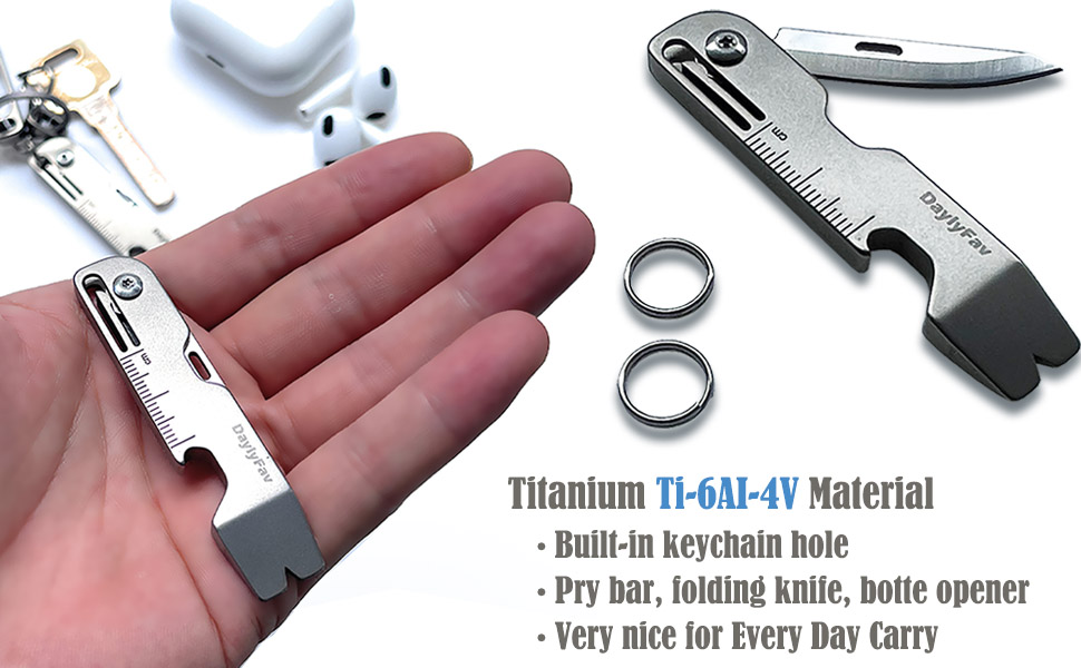 DaylyFav Keychain EDC Pry Bar Multitool with Folding Pocket Knife