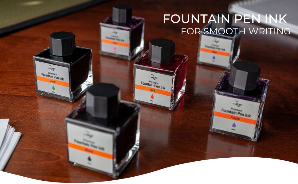 ZenZoi Fountain Pen Ink Bottle Blue 50ml Bottle Quick