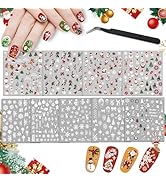 9 Sheets Flower Nail Decals Stickers, Black Red Heart Love Panda Fruits Nail Art Stickers for Wom...