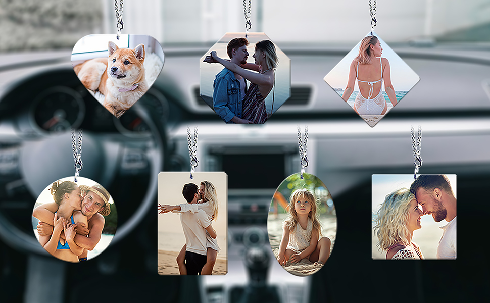 Custom Car Rear View Mirror Ornament with Photo
