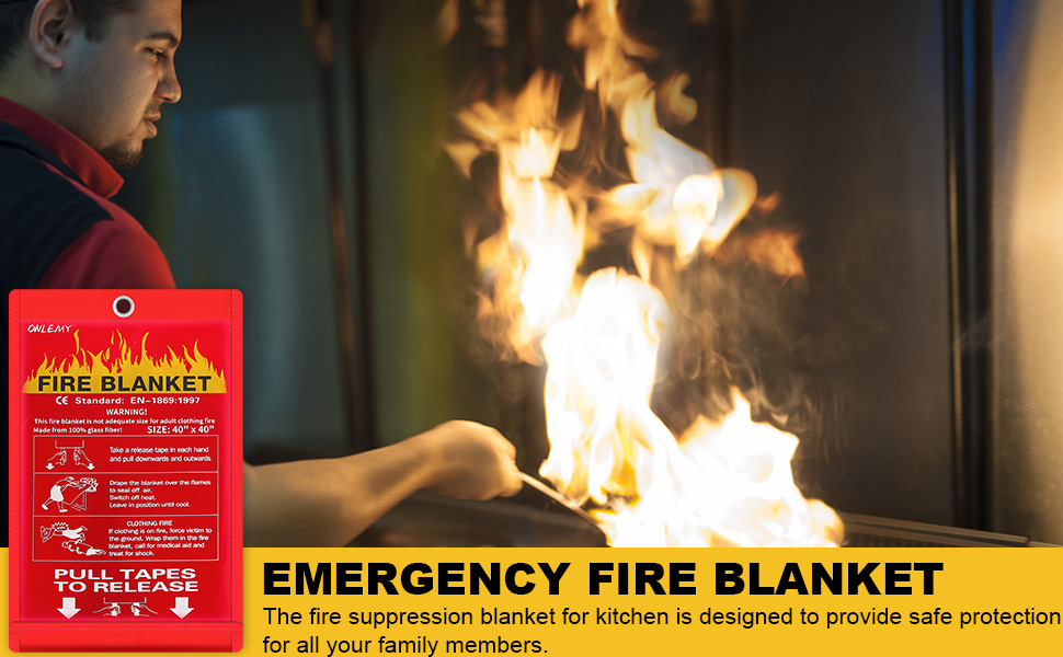 ONLEMY Fire Blanket 2 Pack 40" x 40" Emergency Fire