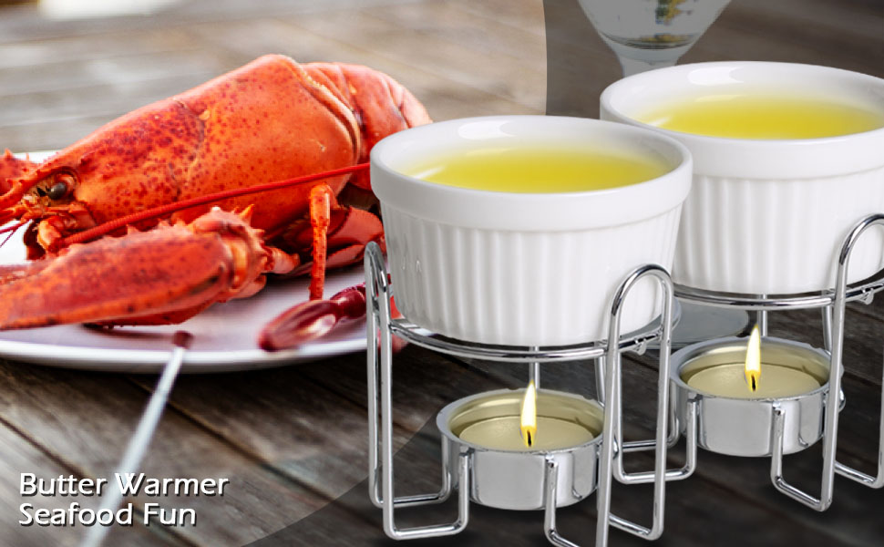 Artestia Butter Warmers for Seafood Set Of 4,Ceramic Candle