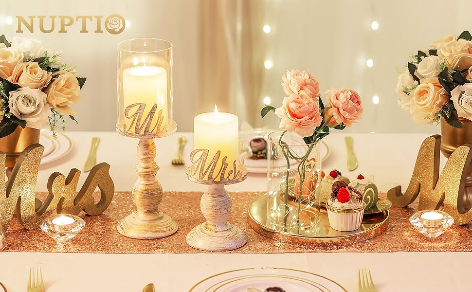 Nuptio Pillar Candle Holders Hurricane Candle Holders for