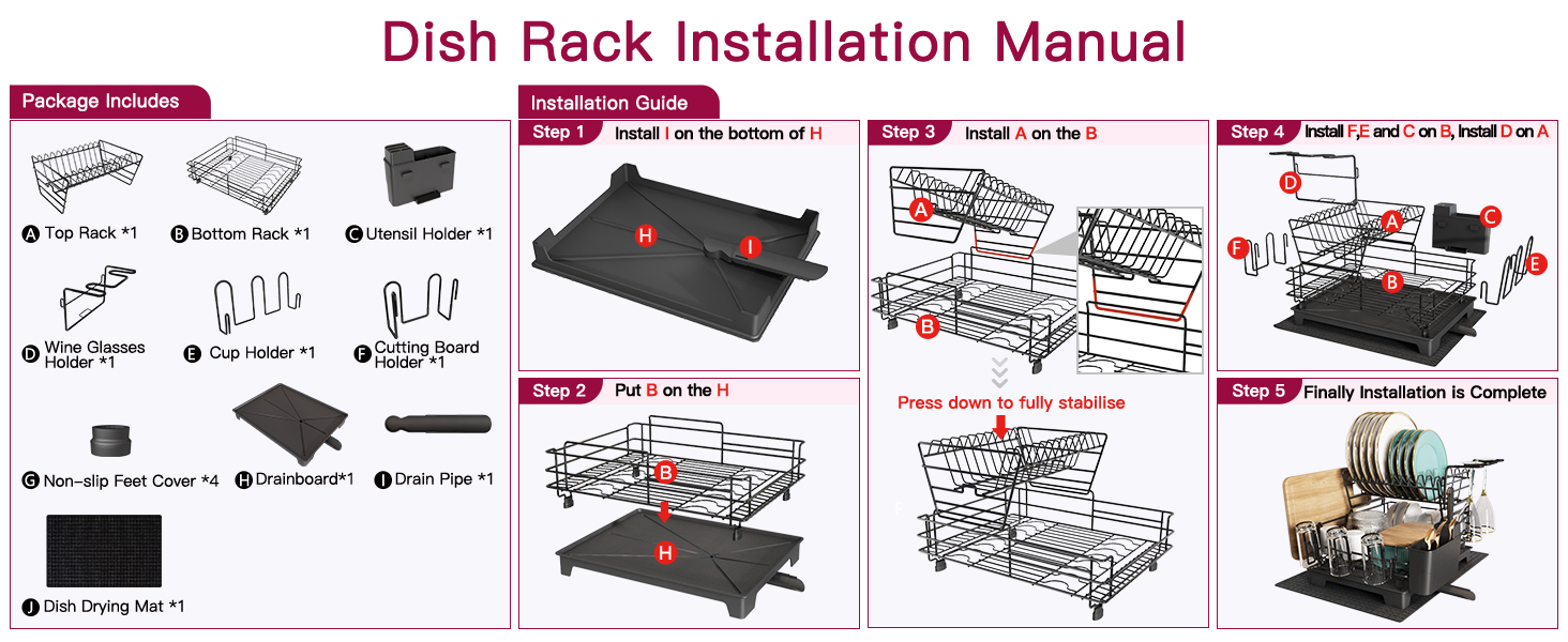 2 tier dish drying rack large