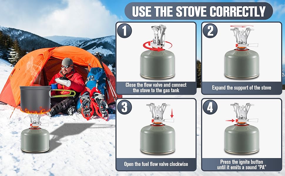 Camping Cookware Set, Lightweight Backpacking Mess Kit with Camping Pots and Pans