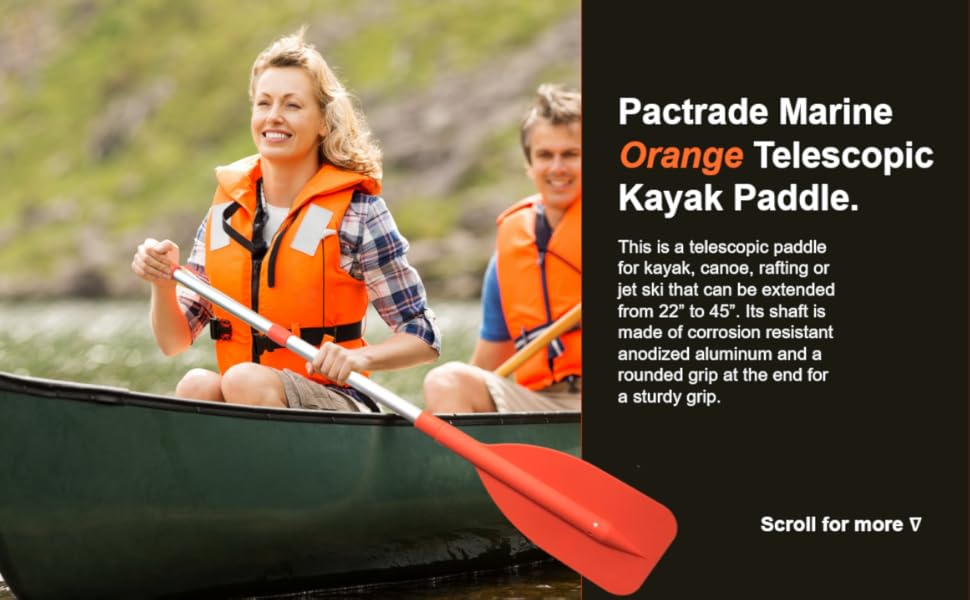 Pactrade Marine, Kayak paddle Orange paddle, Telescopic paddle