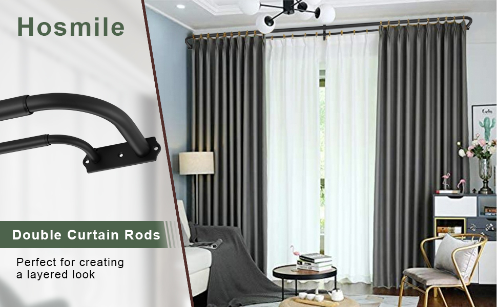 Double Curtain Rods 84120 Inches, Antique Bronze Double