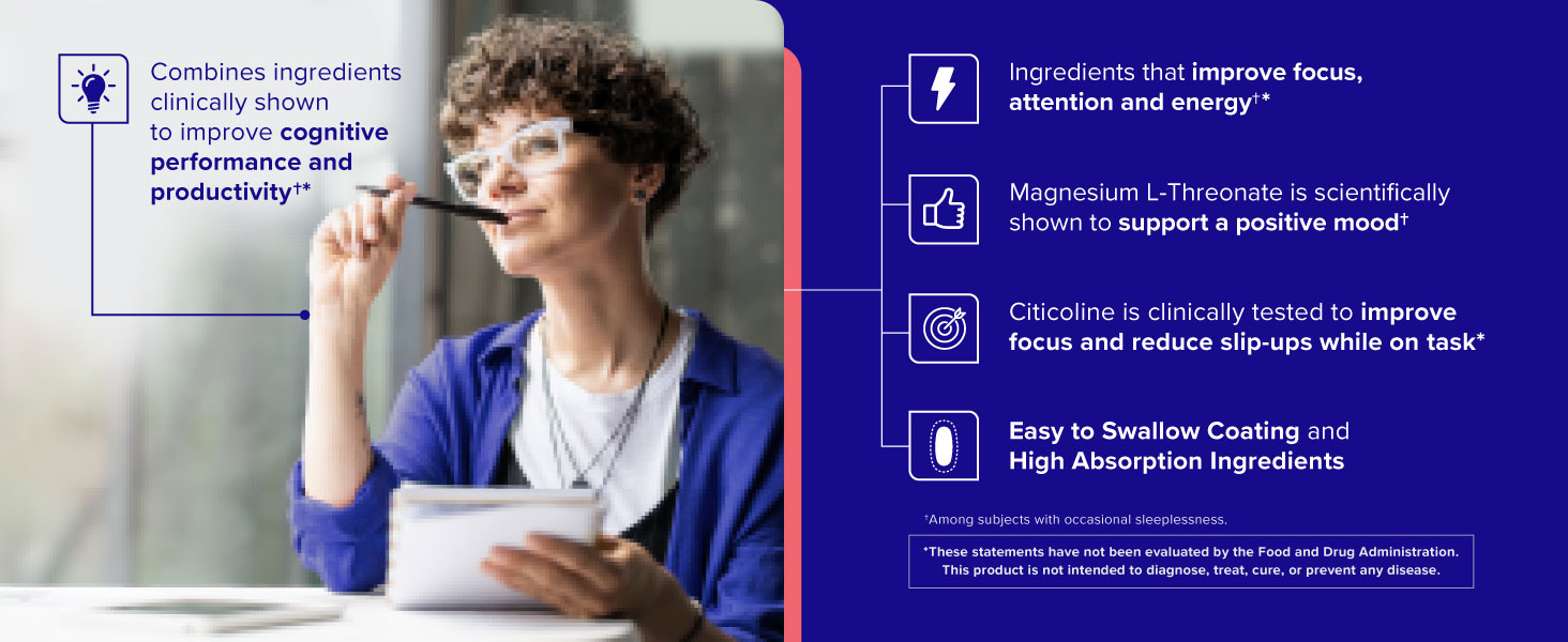 Ingredients that improve focus attention, support a positive mood, and reduce slip-ups while on task