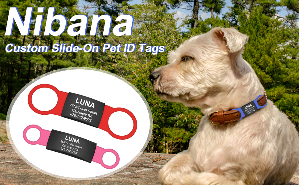 Nibana Silent Custom Dog Tags Personalized Dog Tags No Jingle Slide On