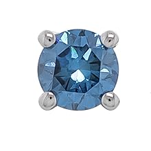 0.40ct Lab Grown Blue Diamond Single Stud Earrings for Men in 14kt White Gold