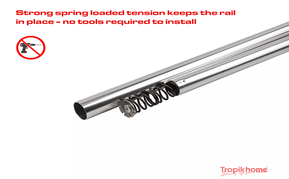 Tropik Home Extendable Spring Loaded Tension Shower Curtain Pole/Rod