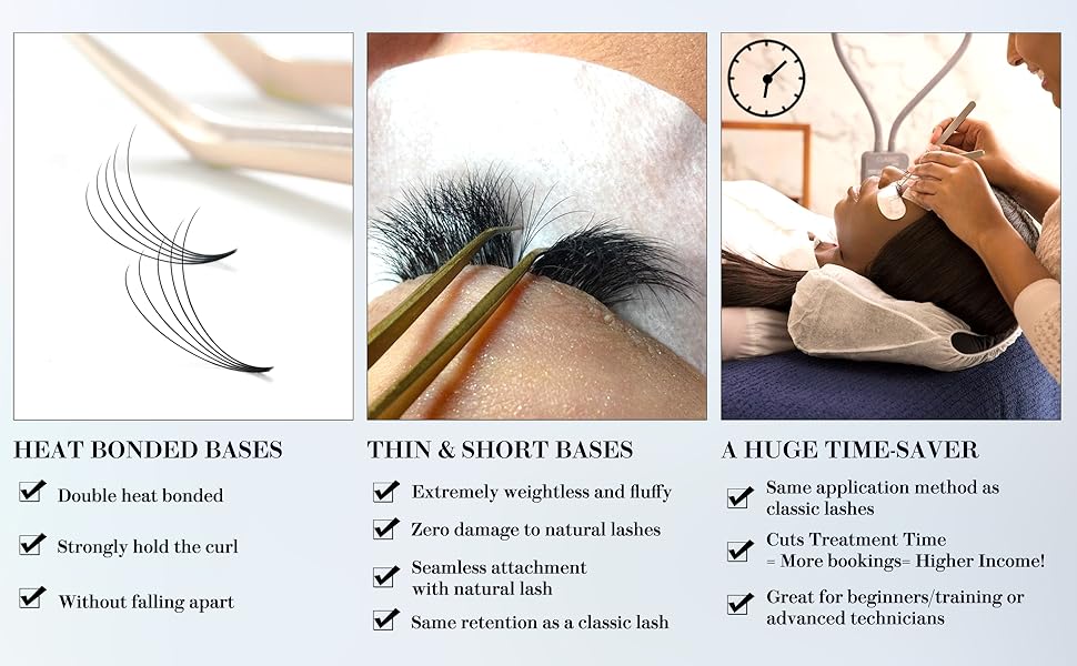 premade pre-made pre made fans fanned lash eyelash extensions 3D 4D 5D 6D 7D 8D C D curl