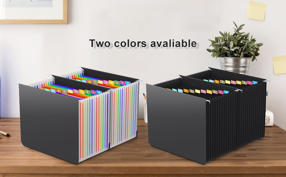 Plastic Expanding Hanging File Folders Letter Size,26 Expandable Pockets,Colored