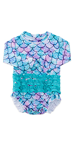 Baby/Toddler Girls Rash Guard Swimsuit Long Sleeve One Piece Swimwear UPF 50+ Sun Protection