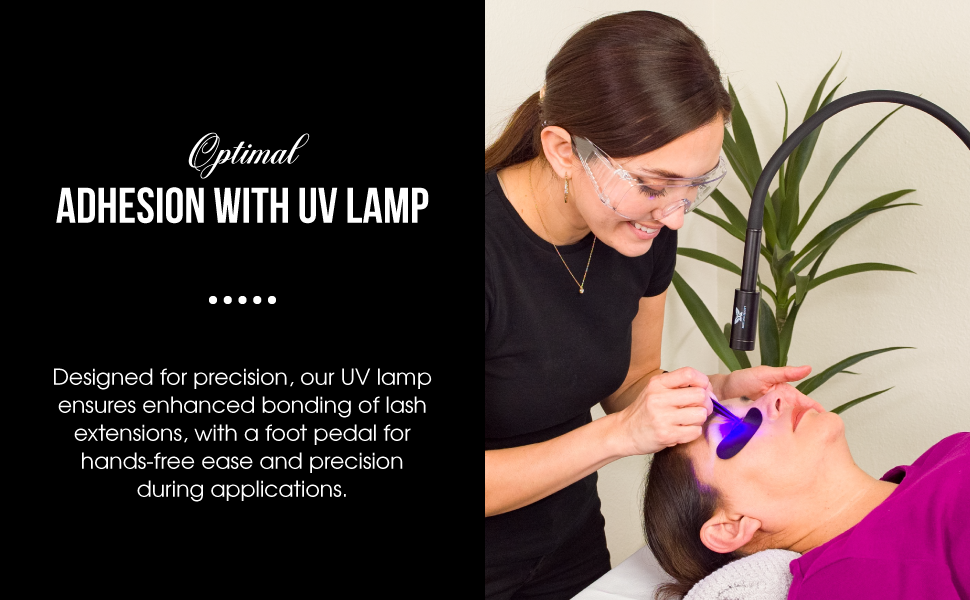 UV Lamp, Eyelash Extension Glue, Eyelash Extension Remover, Protective Goggles, Black Eye Pads