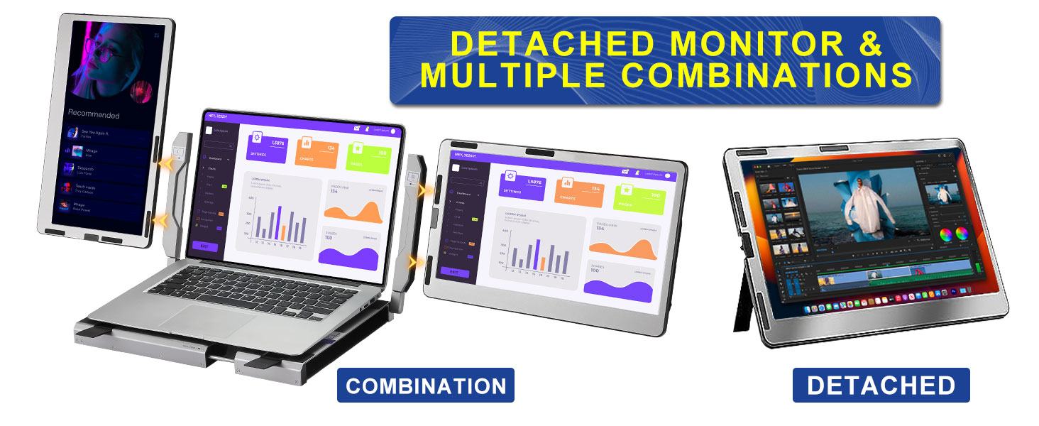 JoyReal Detachable Portable Monitor for Laptop