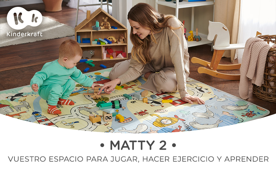 Kinderkraft Alfombra de Juegos MATTY, Tapete de Espuma, Revestimiento Antideslizante,