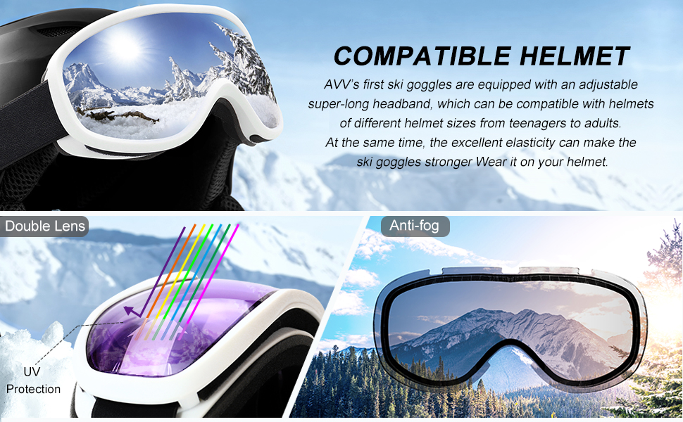 AVV OTG Ski Goggles for Men Women With AntiFog Dual Layer