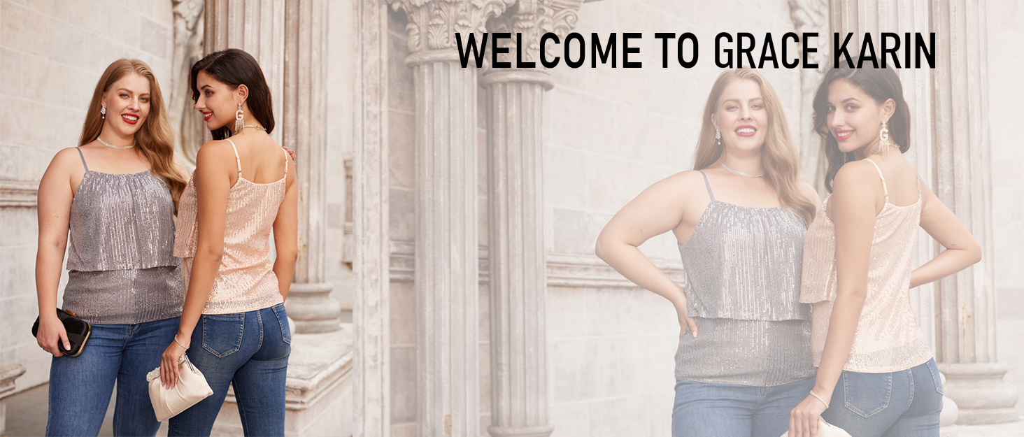 Women 2023 Glitter Sequin Tank Tops 